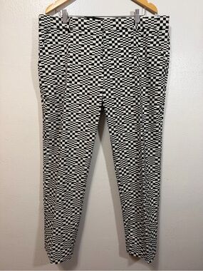 Mr Turk Men's Black/White Check Geometric Slim Tapered Twill Pants 38x30 NEW